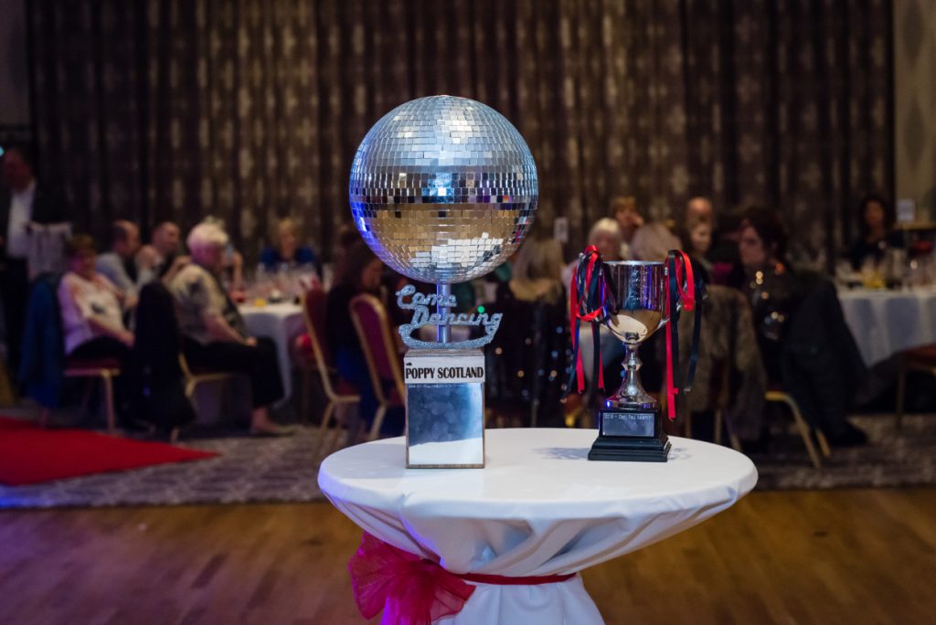 Poppy Scotland's Come Dancing glitter ball and trophy